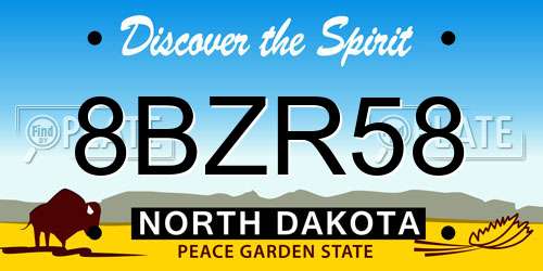 8BZR58 North Dakota License Plate