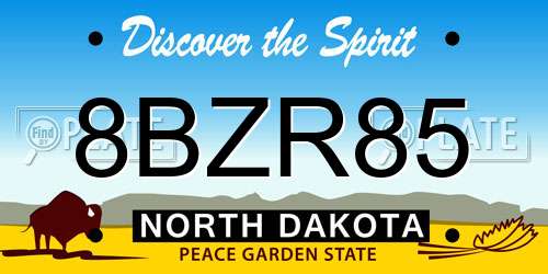 8BZR85 North Dakota License Plate