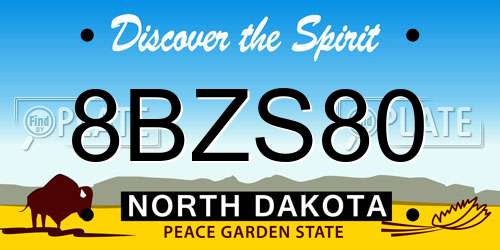 8BZS80 North Dakota License Plate