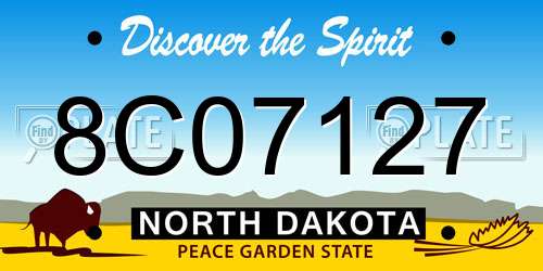 8C07127 North Dakota License Plate