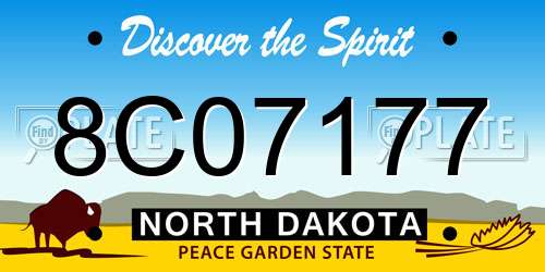 8C07177 North Dakota License Plate