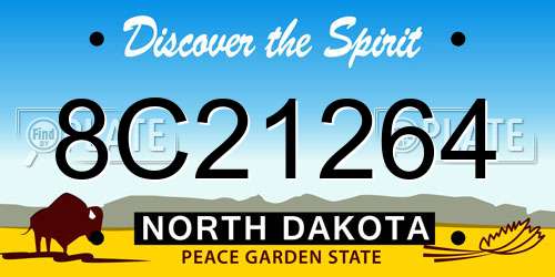 8C21264 North Dakota License Plate