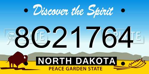8C21764 North Dakota License Plate