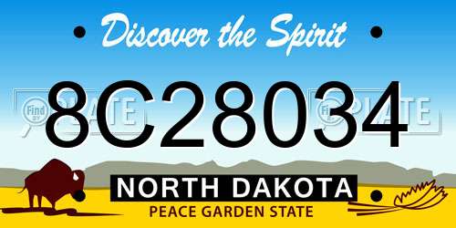 8C28034 North Dakota License Plate