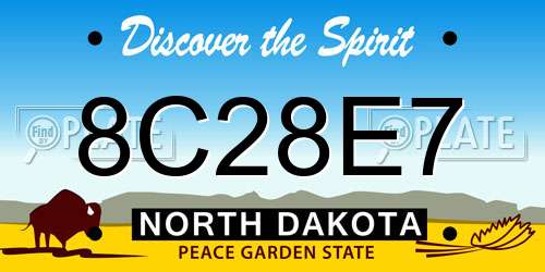 8C28E7 North Dakota License Plate