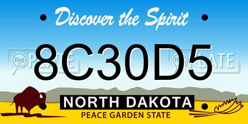 8C30D5 North Dakota License Plate