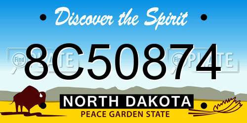 8C50874 North Dakota License Plate