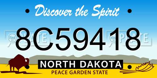 8C59418 North Dakota License Plate