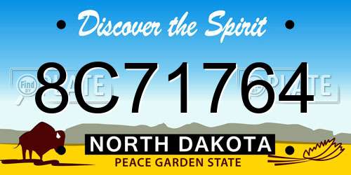8C71764 North Dakota License Plate