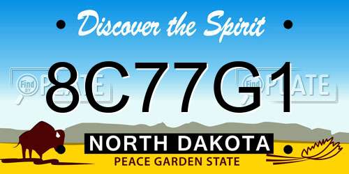 8C77G1 North Dakota License Plate