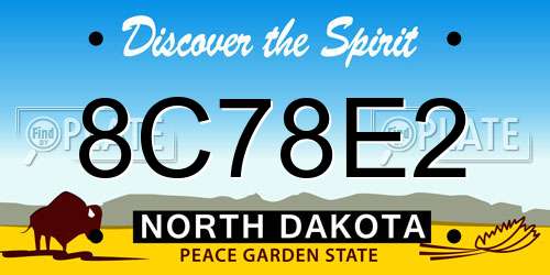 8C78E2 North Dakota License Plate