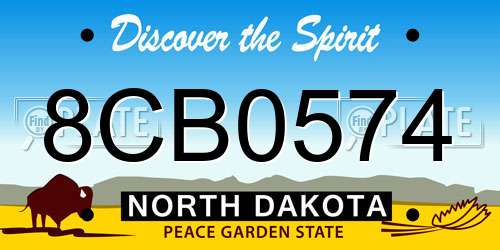 8CB0574 North Dakota License Plate