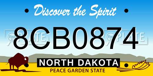 8CB0874 North Dakota License Plate