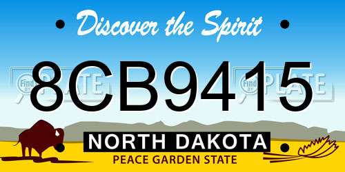 8CB9415 North Dakota License Plate
