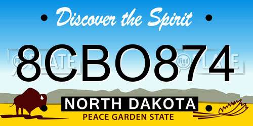 8CBO874 North Dakota License Plate