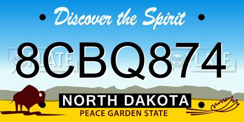 8CBQ874 North Dakota License Plate