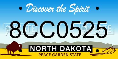 8CC0525 North Dakota License Plate