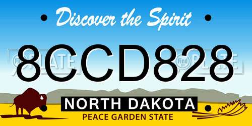 8CCD828 North Dakota License Plate