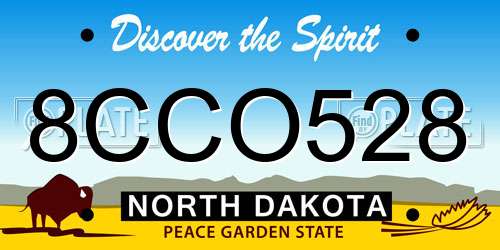 8CCO528 North Dakota License Plate