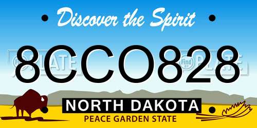 8CCO828 North Dakota License Plate