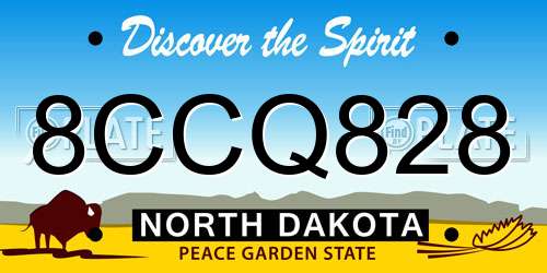 8CCQ828 North Dakota License Plate