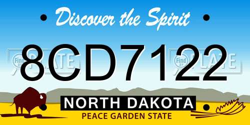 8CD7122 North Dakota License Plate