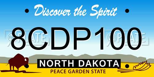 8CDP100 North Dakota License Plate