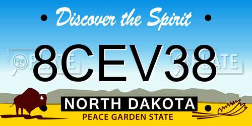 8CEV38 North Dakota License Plate