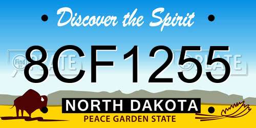 8CF1255 North Dakota License Plate
