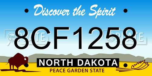 8CF1258 North Dakota License Plate