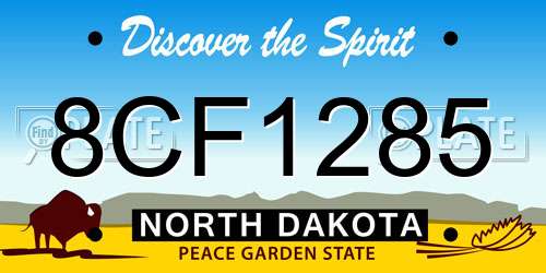 8CF1285 North Dakota License Plate
