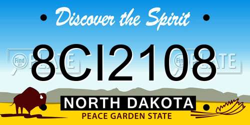 8CI2108 North Dakota License Plate