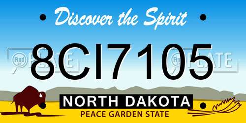 8CI7105 North Dakota License Plate