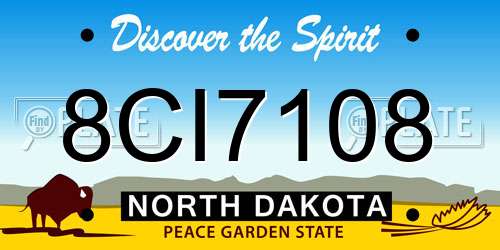 8CI7108 North Dakota License Plate