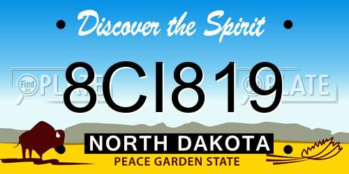 8CI819 North Dakota License Plate