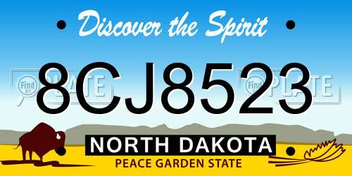 8CJ8523 North Dakota License Plate