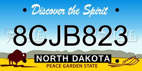 8CJB823 North Dakota License Plate