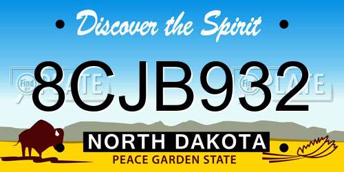 8CJB932 North Dakota License Plate