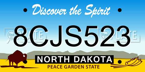 8CJS523 North Dakota License Plate