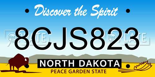 8CJS823 North Dakota License Plate