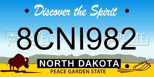 8CNI982 North Dakota License Plate
