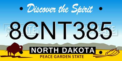 8CNT385 North Dakota License Plate