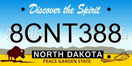 8CNT388 North Dakota License Plate