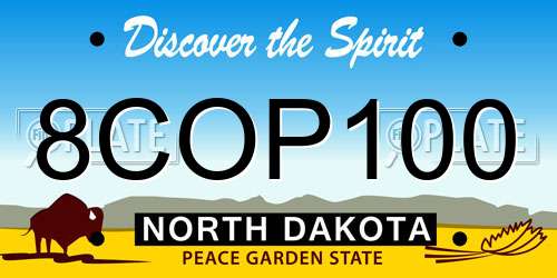 8COP100 North Dakota License Plate