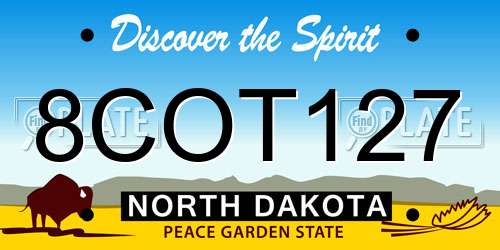 8COT127 North Dakota License Plate