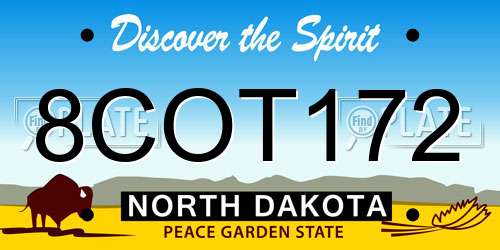 8COT172 North Dakota License Plate