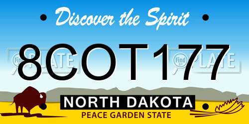 8COT177 North Dakota License Plate