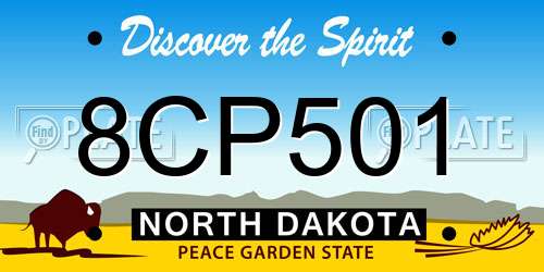 8CP501 North Dakota License Plate