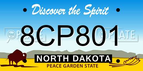8CP801 North Dakota License Plate