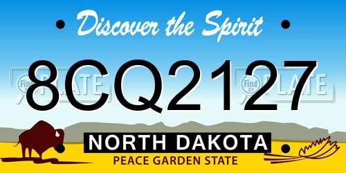 8CQ2127 North Dakota License Plate
